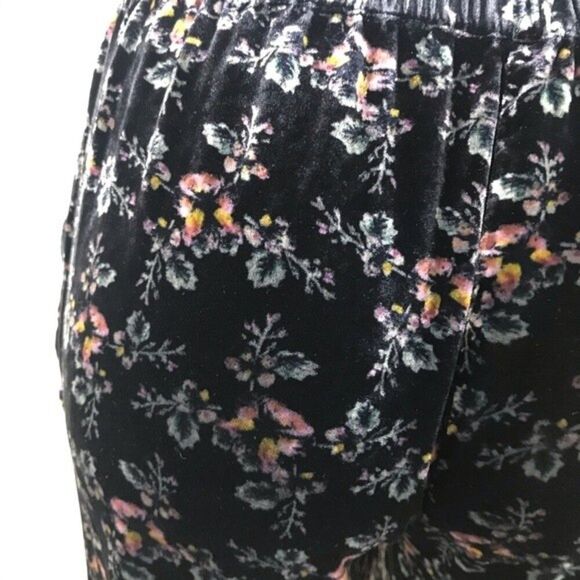 Rebecca Taylor Velvet Jogger Pants Jewel Floral Print Velour High Rise joggers 2 - Picture 3 of 9